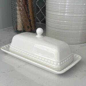 Maison Neuve White Ceramic Butter Dish - NWOT